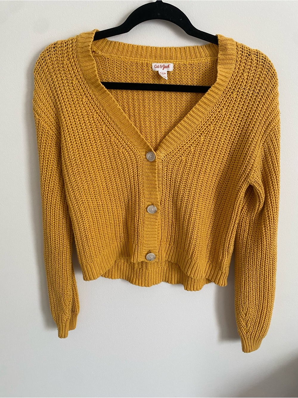 Cat & Jack Cropped V-Neck Cardigan in Mustard